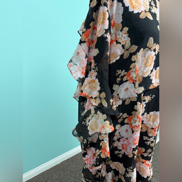 Cooper st. Floral ruffle dress in black multi size 16. - Picture 2 of 6